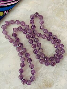 Lavender Amethyst Stone Beaded Necklace